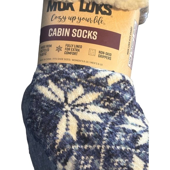 Muk Luks Cabin Socks L/XL Non Skid Grippers Fully Lined Made From‎ Recycled - Picture 3 of 4